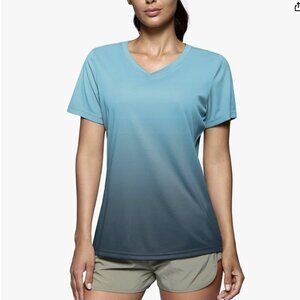 NWT Santiny V Neck Short Sleeve Shirt Uv Protection Size M